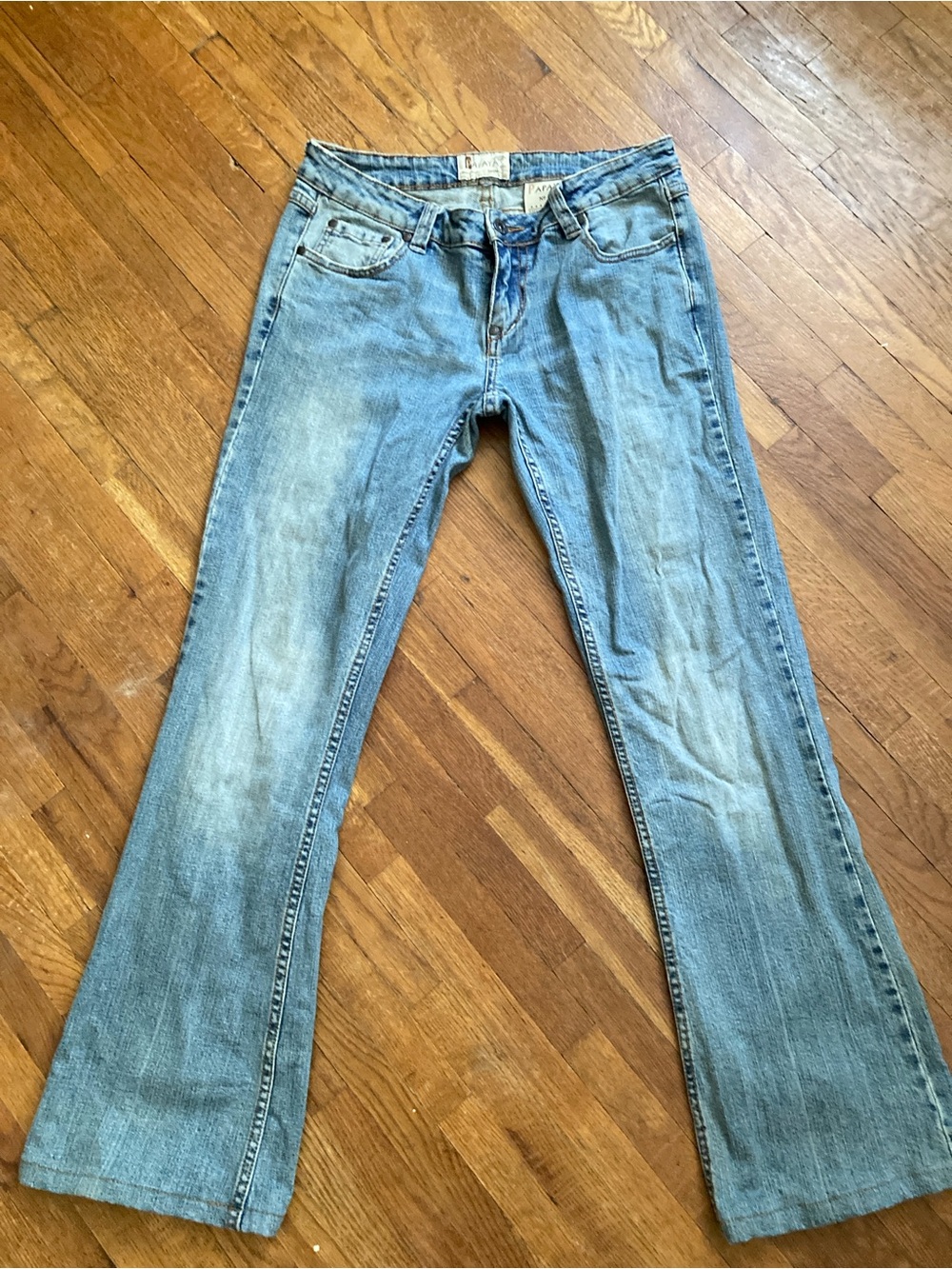Papaya Washed Denim Flare Jeans in Light Blue